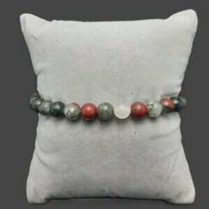 Bloodstone Gemstone Bracelet Artisan Made Beaded 6mm Stretch Unisex Boho New